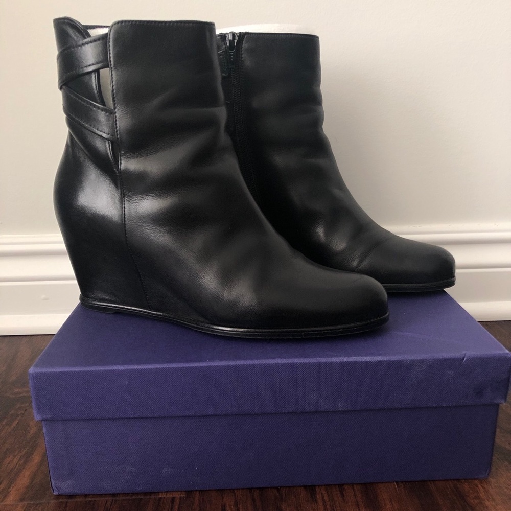 Stuart Weitzman Fitness Wedge Ankle Booties, Black